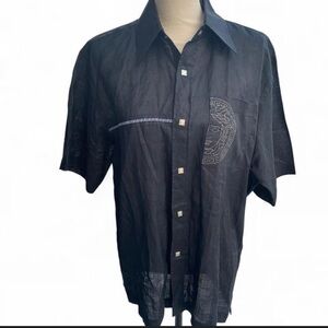NWOT Vintage Versace Jeans Couture Black Button-Up Shirt Sz XXL